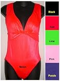 Contemporary 1 PC Swimsuit with Deep Plunge Neckline in Black Sizes S-XL