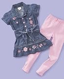 Nannette Little Girl Denim Dress & Leggings Set