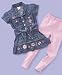 Apparel : Nannette Little Girl Denim Dress & Leggings Set