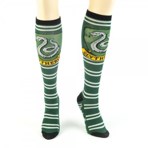 Harry Potter SLYTHERIN Crest Green & White Striped Knee High SOCKS