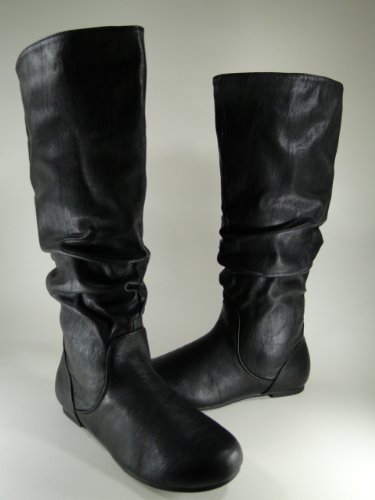 New Black Casual Flat Boots #L05