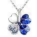 Swarovski Elements Blue Crystal Four Leaf Clover Love Heart Pendant Necklace '16 - 18 inch Chain