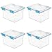 STERILITE 19334304 32 Quart Gasket Box with Clear Base and Lid (4 Pack)