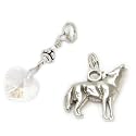 10mm Swarovski Crystal HEART Charm & Sterling Silver HOWLING WOLF Charm