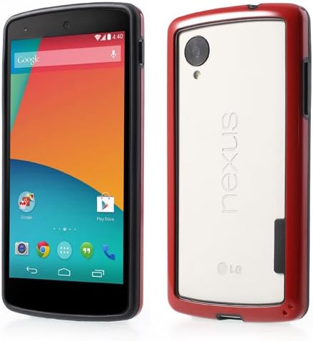 Slick Shell Plastic/TPU Red Hybrid Shell Backless Bumper Case for Google Nexus 5
