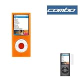 Orange Flexible Soft Silicone Skin Case + Premium Reusable LCD Screen Protector for Apple ipod Nano Chromatic 8GB, 16GB 4G 4th Generation