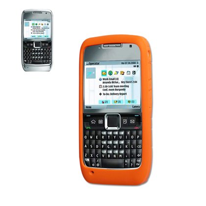 Fashionable Perfect Fit Soft Silicon Gel Protector Skin Cover (Faceplate/Snap On) Rubber Cell Phone Case for Nokia E71 / E71X AT&T,T-mobile - ORANGE