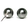 HinsonGayle AAA Tahitian 9.0-10.0 mm Cultured Pearl Stud Earrings with Peacock Overtone (14K White Gold)