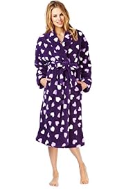Shawl Collar Heart Print Dressing Gown