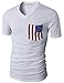 H2H Mens Casual V-neck Short Sleeve Sport T-shirts with American Flag Chest Pocket WHITE US L/Asia XL (CMTTS0173)