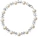 Sterling Silver 6x4mm Faceted Crystal Bracelet w/ 6.5-7mm White Freshwater Cultured Pearl Accent
