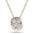 10k White or Yellow Gold 4-Stone Diamond Circle Cluster Pendant (1/4 cttw, I-J Color, I2-I3 Clarity)