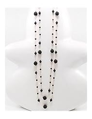 Japanese silk cord Lava Stone Necklace In Zinc