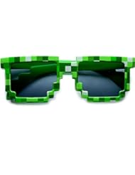 Apparel: MJ Boutiques 8-Bit Pixel Retro Novelty Gamer Geek Sunglasses Adult Size (GREEN)