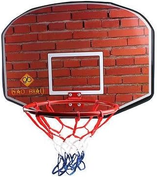 Portable Basketball System Wooden Wall Mounted Backboards Rim Hoop Combo Mini