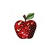 ID 1223F Apple with Sequin Patches Summer Fruit Embroidered Iron On Applique