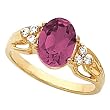14K Yellow Gold Rhodolite Garnet and Diamond Ring