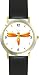 Orange Dragonfly or Dragon Fly - JP - WATCHBUDDY&reg; DELUXE TWO-TONE THEME WATCH - Arabic Numbers - Black Leather Strap-Size-Children's Size-Small ( Boy's Size & Girl's Size )
