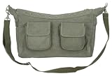 Vintage Top Zip 2-Pocket Shoulder Bag w/Grommets