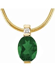 18K Yellow Gold Oval Cut Chrome Tourmaline and Diamond Pendant -- LIFETIME WARRANTY