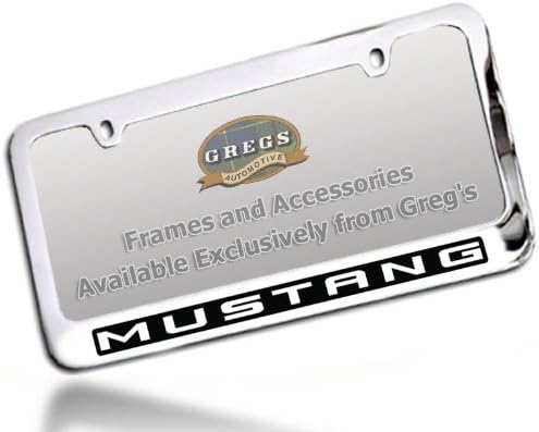 Mustang License Plate Frame Straight Bottom (Chrome Zinc Metal)