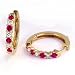 1 Carat Prong Set Ruby & Diamond Hoop Earrings in 14k Yellow Gold (with Safety Lock)