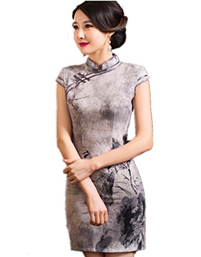 (上海物語)Shanghai Story マイクロファイバー チャイナドレス ショット 中国 ドレス 女性 中華着物