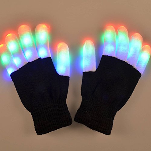SOLMORE 6 Mode Colorful LED Gloves Party Light Show Dancing Gloves ,Flashing Finger Lighting Gloves for Clubbing Rave Birthday Disco Dubstep Party Children Gift
