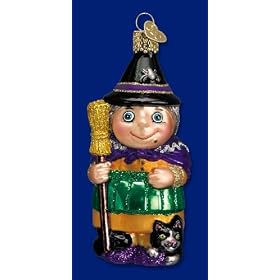Old World Christmas Halloween Witch with Cat Ornament