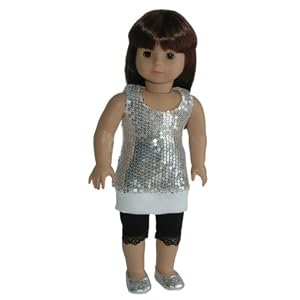 Silver Shimmer ~ Doll Tights and Top Fits 18 American Girl by Girlfriends Collection Carpatina Dolls