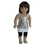 Silver Shimmer Doll Outfit ~ Includes Sequins Long Top & Black Tights ~ Fits 18" American Girl Dolls