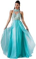 Halter Open-Back Chiffon Evening Dress/Prom Dress 