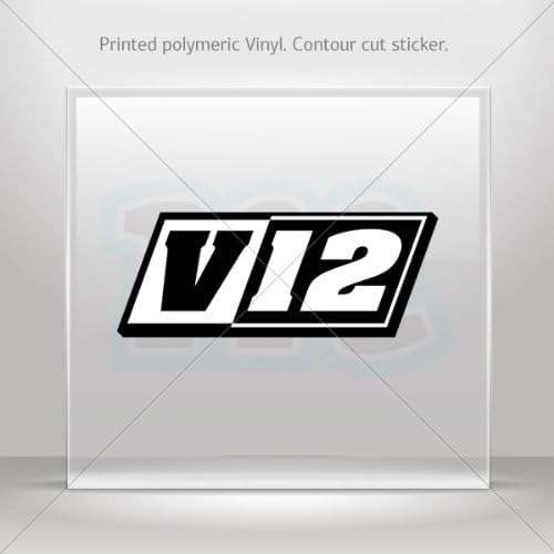 Decals Sticker V12 Engine Cylinder car helmet window bike Garage door 6 X 2.3 Inches Vinyl color print 0600 XW777