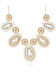 Miguel Ases Opalite and Cubic Zirconia 5-Station Statement Necklace, 19"
