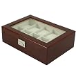 Watch Box 10 Watches Glass Window Extra Clearance Large Cushions Slide Lock