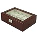 Watch Box 10 Watches Glass Window Extra Clearance Large Cushions Slide Lock