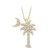 14K Yellow Gold 1/5 ct. Diamond Palm Tree with Crescent Moon Pendant with Chain