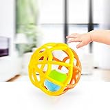 ディーマーク D-Mcark 天然ゴム 音鳴り ガラガラ 振ると光る ボール 歯固め おもちゃ 幼児のおやすみトイ 赤ちゃん 知育玩具 イエロー