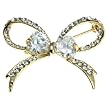 Goldtone Small 1.5" Clear Crystal Open Bow Brooch Pin Fashion Jewelry