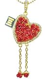 8GB Beautiful Red Interior Rose Heart Design USB Flash Drive with necklace