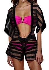 Sexy V-neck Flutter Slit Lace Plunging Neck Tunic 