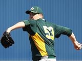 Oakland Athletics v Milwaukee Brewers, PHOENIX, AZ - MARCH 03: Trevor Cahill Photographic Poster Print by Christian Petersen, 24x32