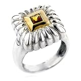 Sterling Silver 18K Gold Square Citrine Ring Size 7