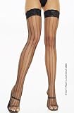 Vertical Striped Fishnet Lace Top Thigh High