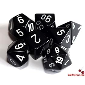 Poly Dice Set, Black, 7 Polyhedron Dice D4 D6 D8 D10 D12 D20 D00