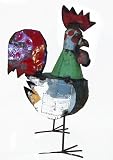 Large 39 Inch Tall Rooster Henry : Recycled Metal Chicken Garden Art Sculpture