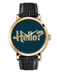 SPRAWL Aanalog Fashion Series Gold Ladies Watches of Genuine Black Leather Strap,Unique Wrist Watch for Women Girls Designed with Hello ?