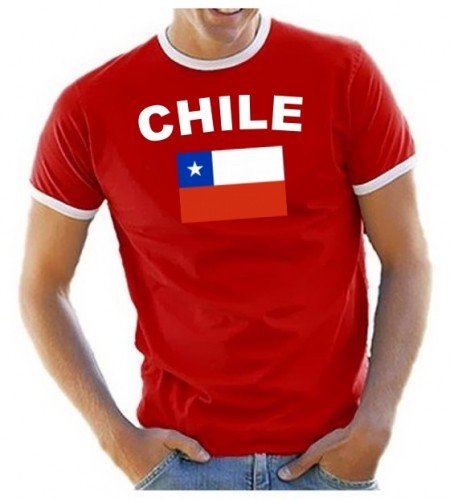 Coole-Fun-T-Shirts Herren T-Shirt Ringer, Rot, M, 10888_Chile_HERI