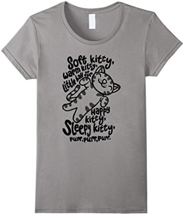 Women's Soft Kitty - Warm Kitty - Happy Kitty - Sleepy Kitty T-Shirt Small Slate