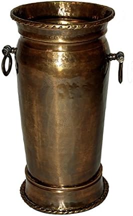 Umbrella Stand - "Pemberton Green" Hammered Umbrella Holder - Antique Brass